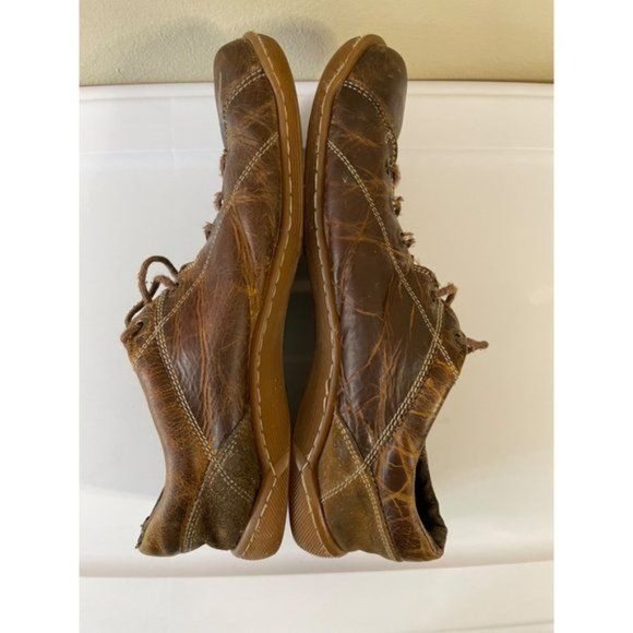 Dr. Marten's Air Brown Leather Distressed Patchwork Stitch Lace Sneaker - Picture 6 of 10